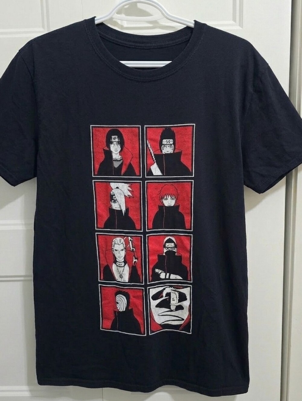 Men's Black Short Sleeve Graphic Anime Panel Tee - Black/Red